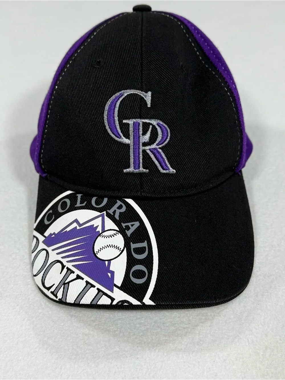 '47 Colorado Rockies MLB Baseball Youth Adjustable Cap Hat Black Purple Big Logo